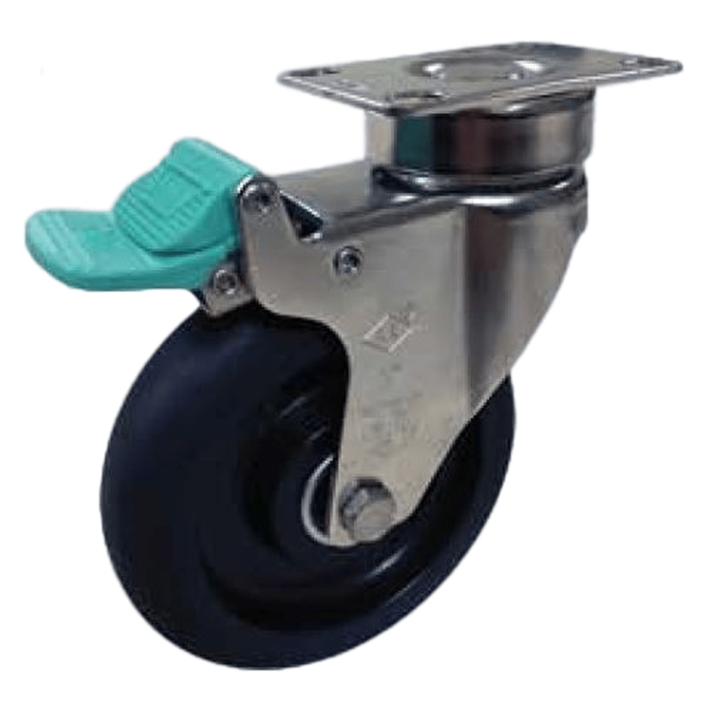 4" x 1-1/4" Light Duty Swivel Caster W/ Direction Lock Device  with Soft Rubber Wheel - MDSR40GB2S06YY