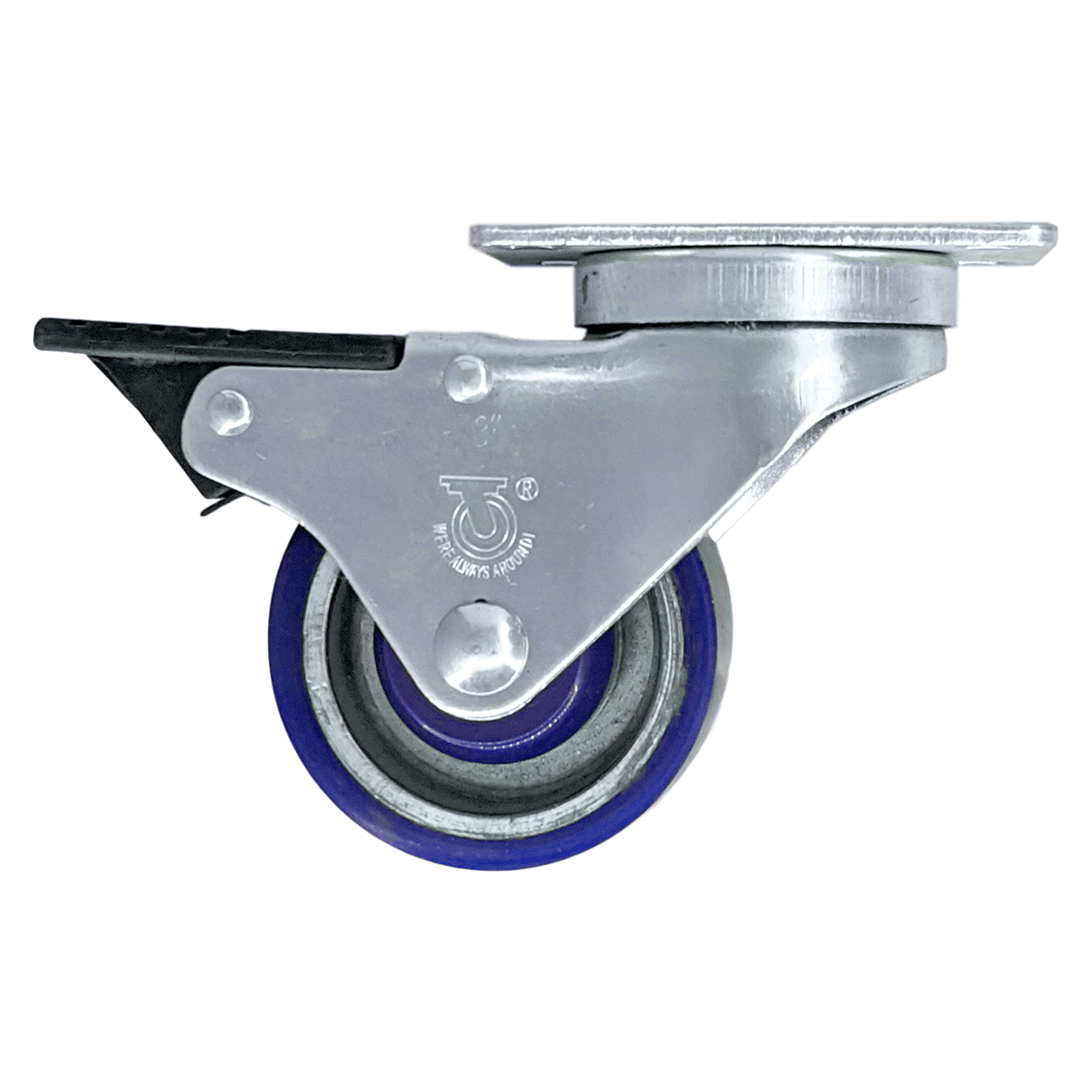 3" x 1-1/4" Light Medium Duty Total Lock Swivel Caster with Polyon Aluminum Wheel - T3PA30GL4306YY